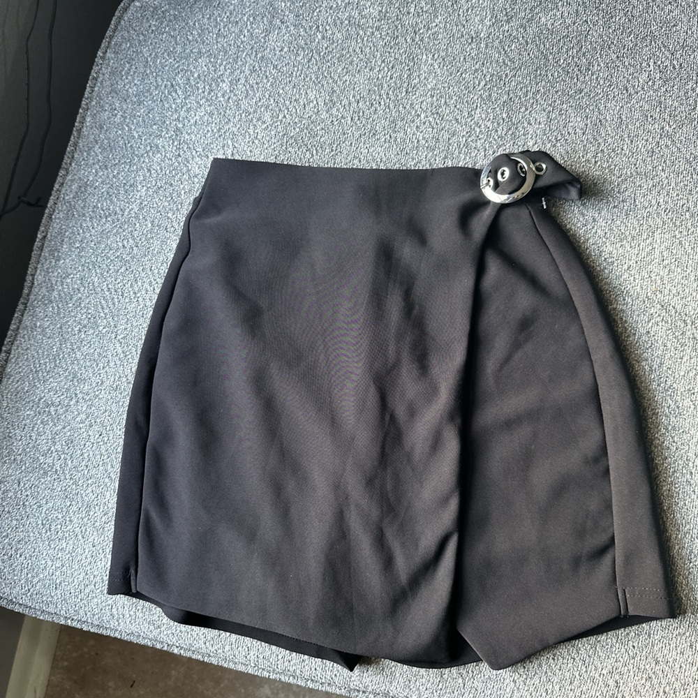 Black Skort with Buckle Detail
